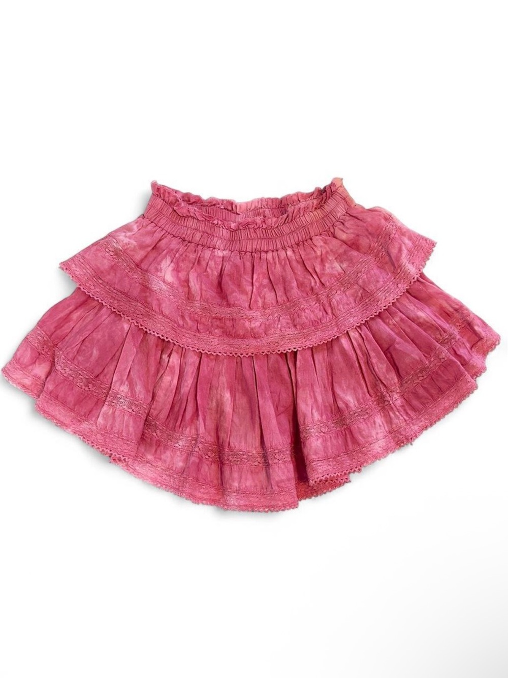 LoveShackFancy Pink Tiered Smocked Skirt